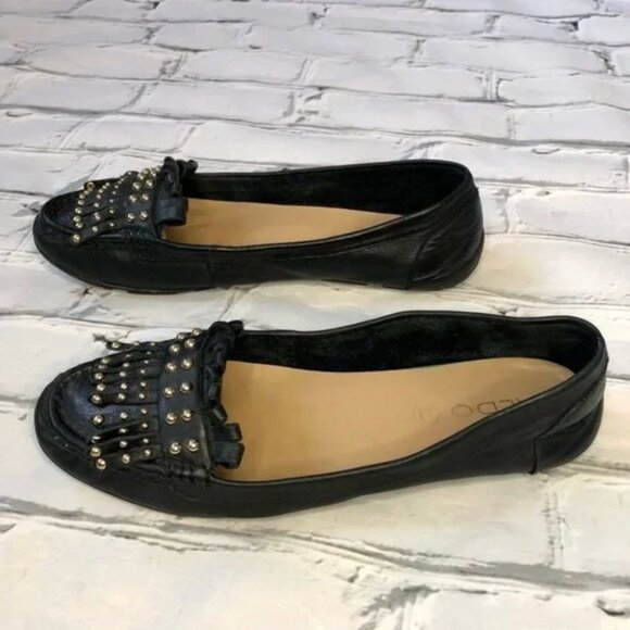 Aldo Genuine Leather Moccasin Stud Tassel Flats - Picture 3 of 7